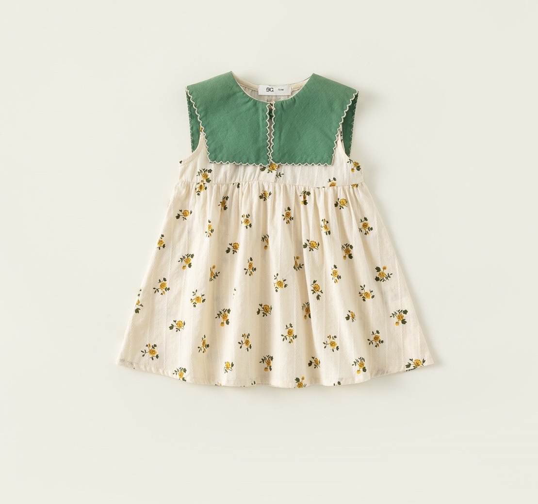 LB - Váy Babycity hoa cổ vuông xanh(80-140)