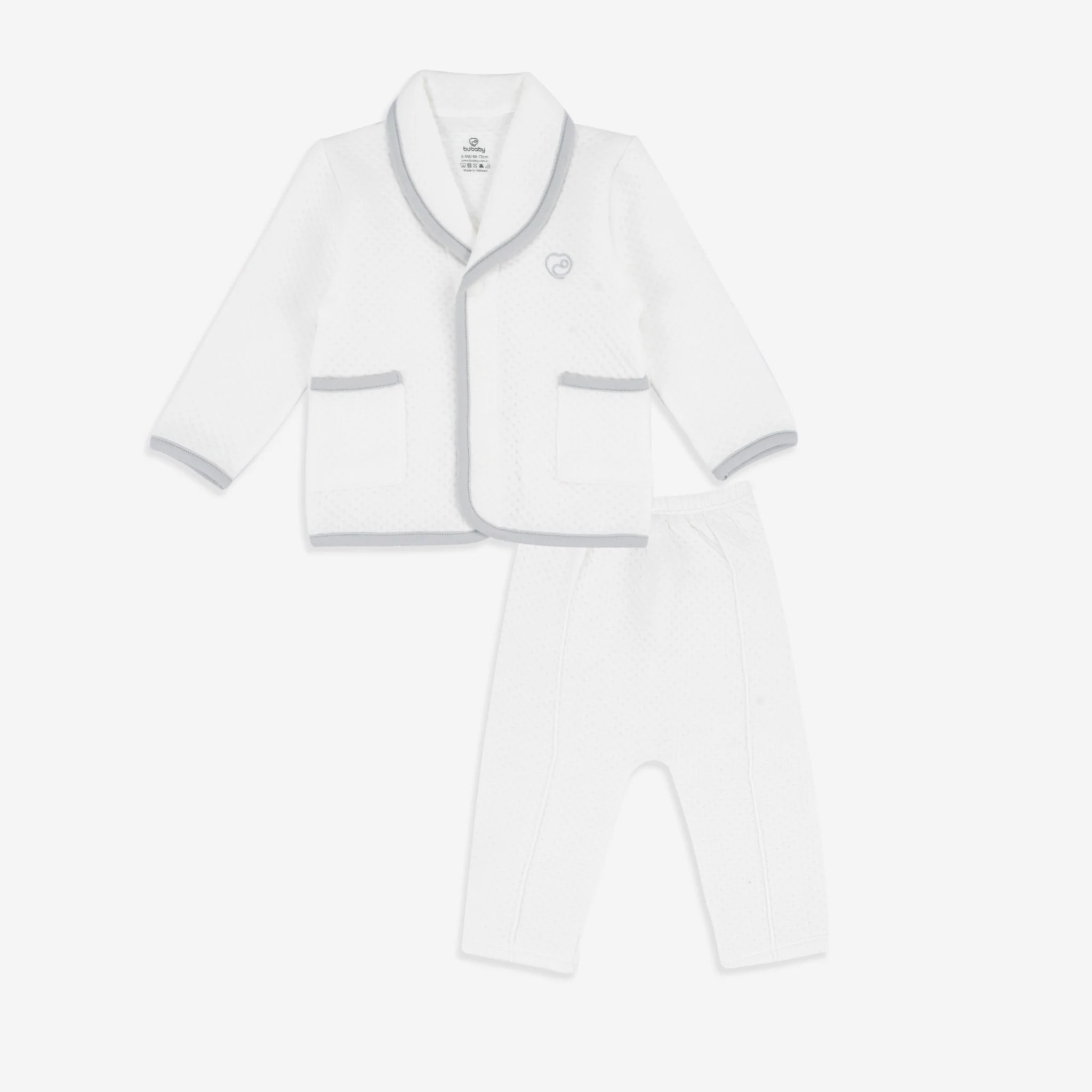 BU Bộ dài tay cài chéo Quilted chần bông(6-12M)