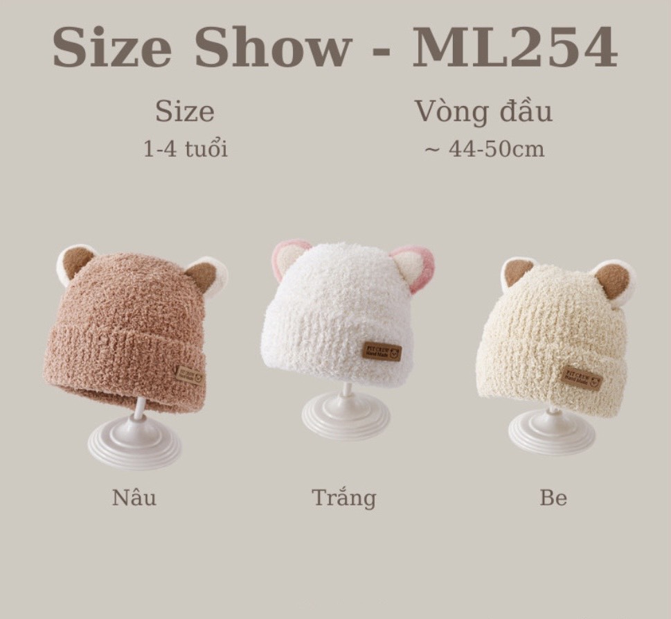 MIM Mũ len bông xù tai mèo Freesz 1-4Y