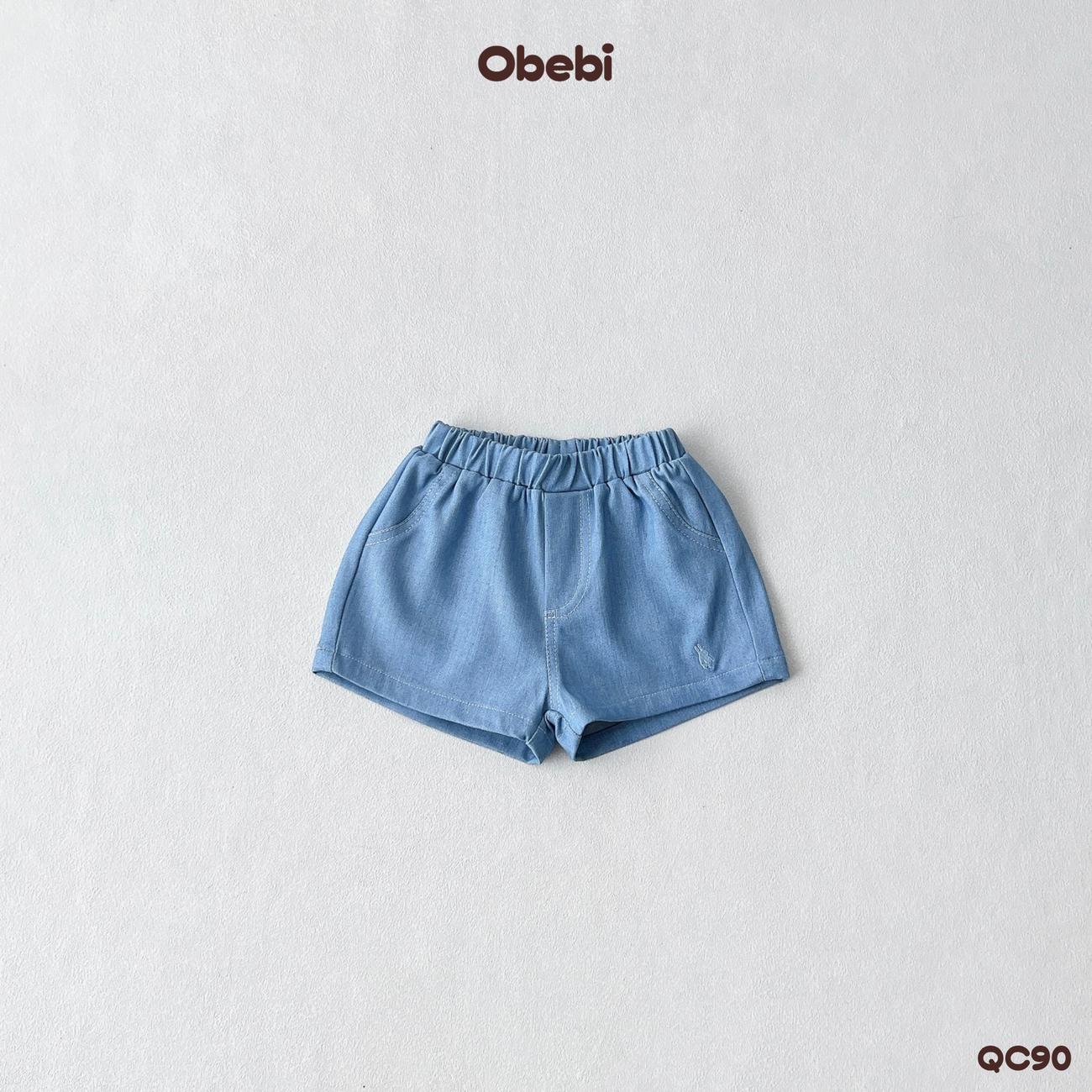 OBEBI - Quần jean cộc hình thêu con thỏ OBEBI (73-120)