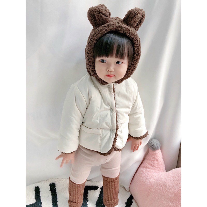 SL Áo Khoác phao mũ tai gấu lót lông cừu(66-90)