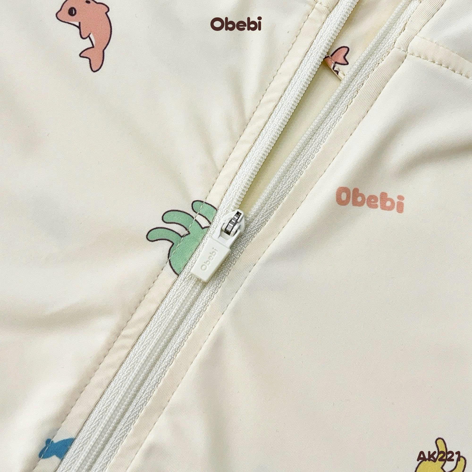 OBEBI - Áo khoác chống nắng vải thun chống tia UV họa tiết sinh vật biển OBEBI (66-110)