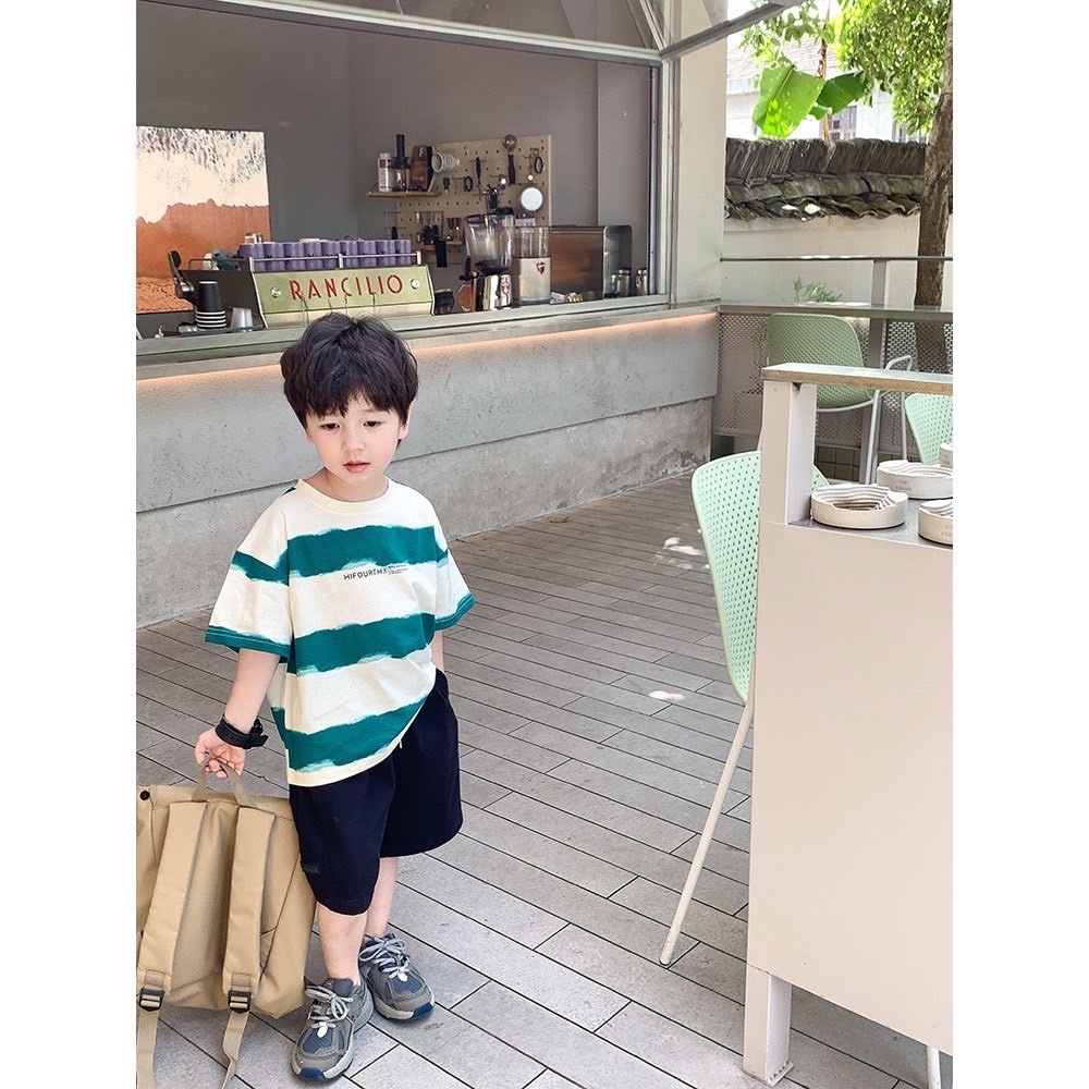 DL - Áo thun tay ngắn phối sọc xanh(90-150)