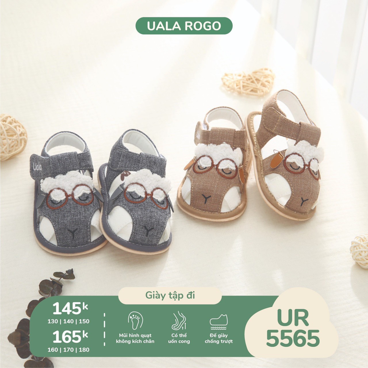 UALA ROGO - Dép tập đi UR5565 (S160-170-180) nâu, ghi