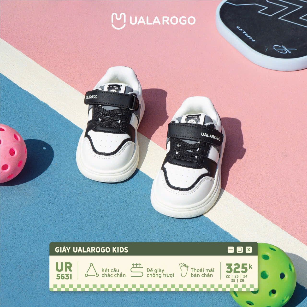 UALA ROGO - GIÀY KIDS UR5631 (ĐEN)