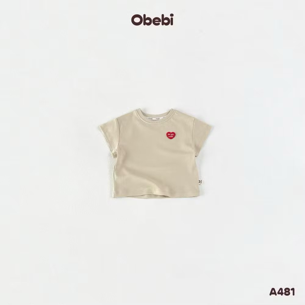 OBEBI - Áo thun thêu hình trái tim(66-110)