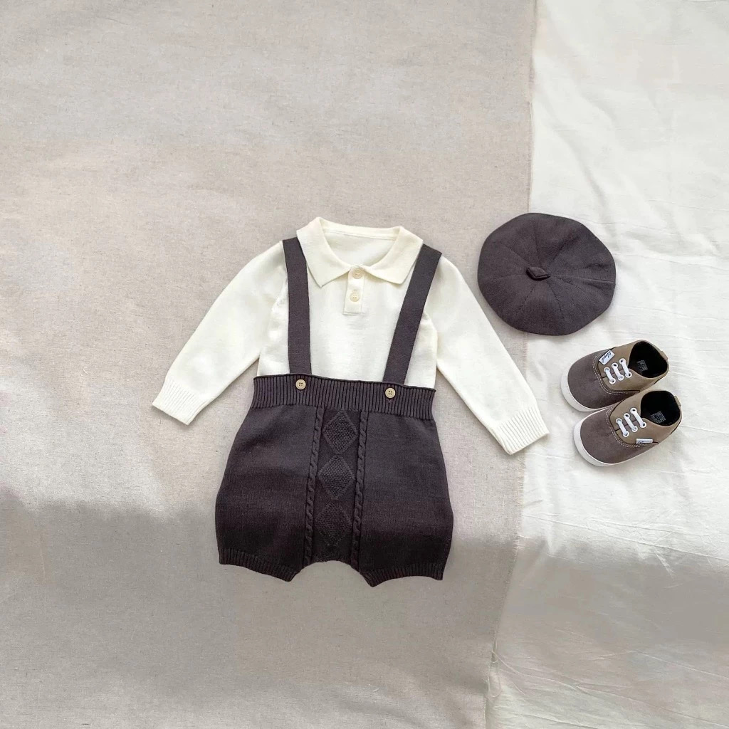 TMT - Set len rời 3 ct yếm gân kèm mũ(66-90)