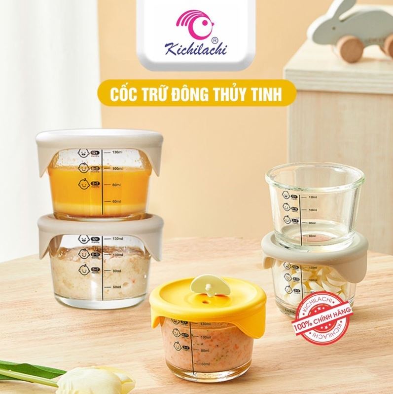KICHILACHI - HŨ TRỮ THỦY TINH NẮP SILICONE 130ML
