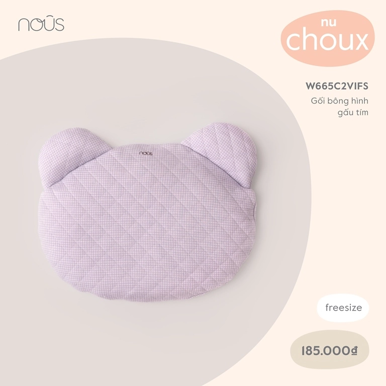 Nous Gối bông hình Gấu tím