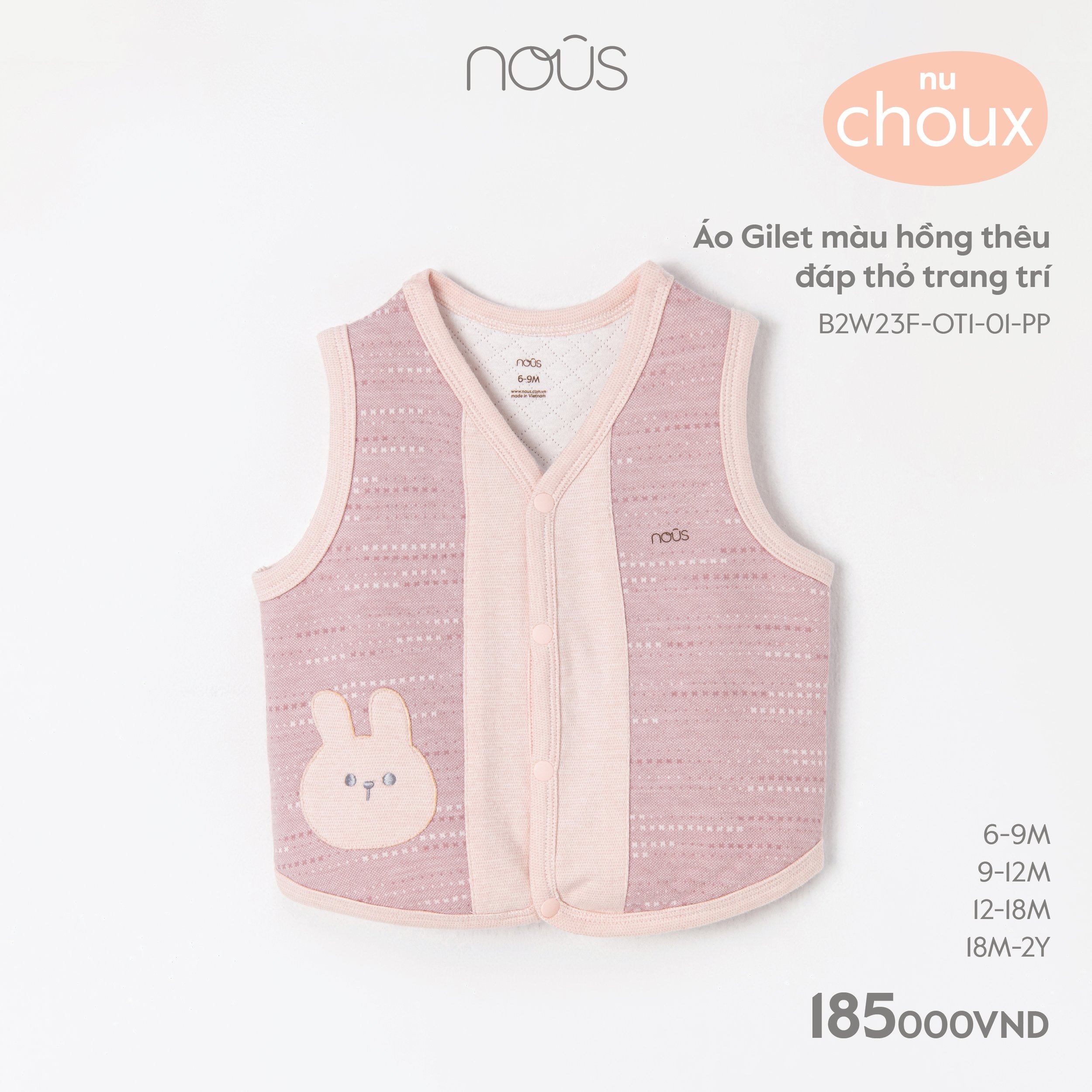 Nous Áo gile thêu(S6-18M)