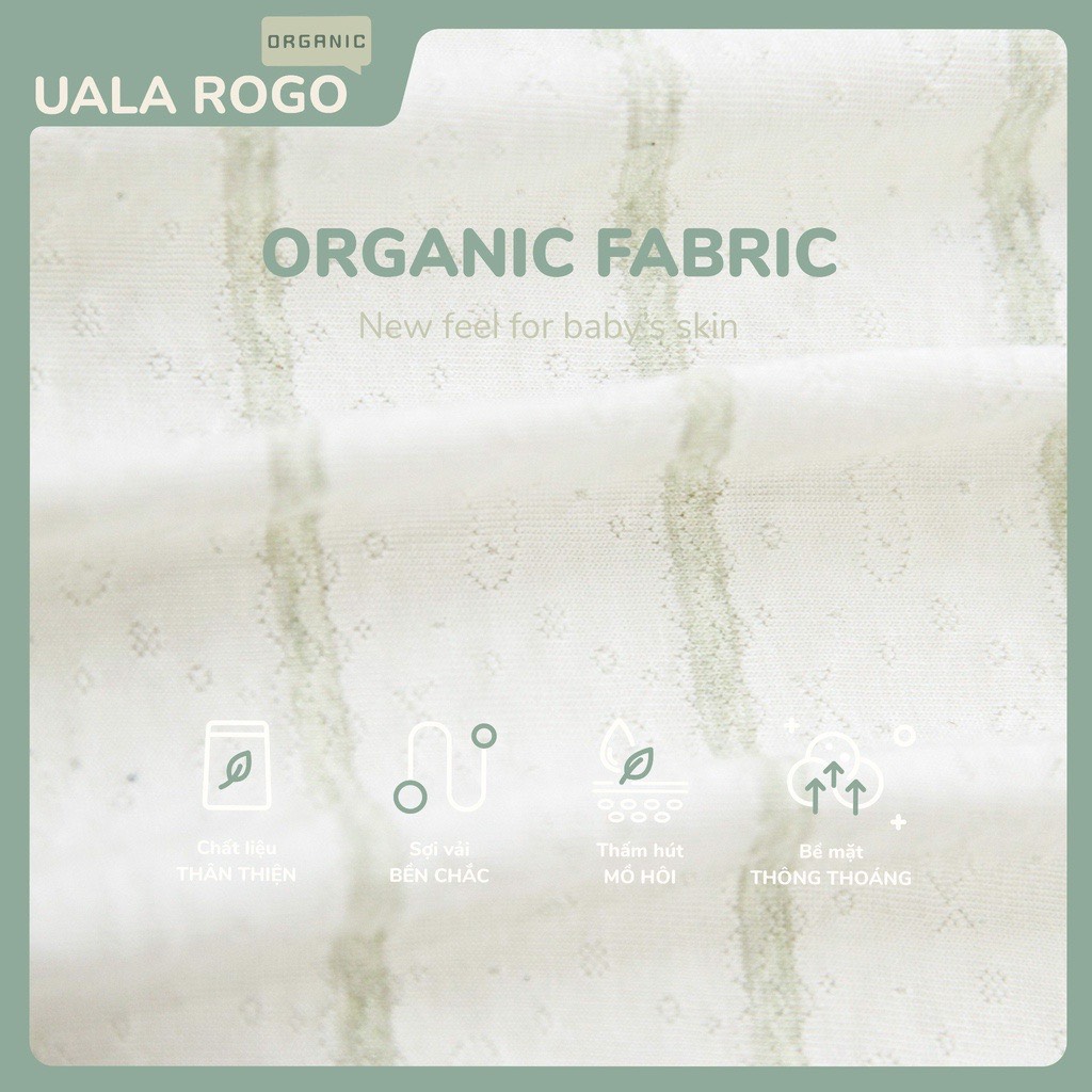 UALA ROGO Bộ cài vai dài tay Organic kẻ(6-24M)