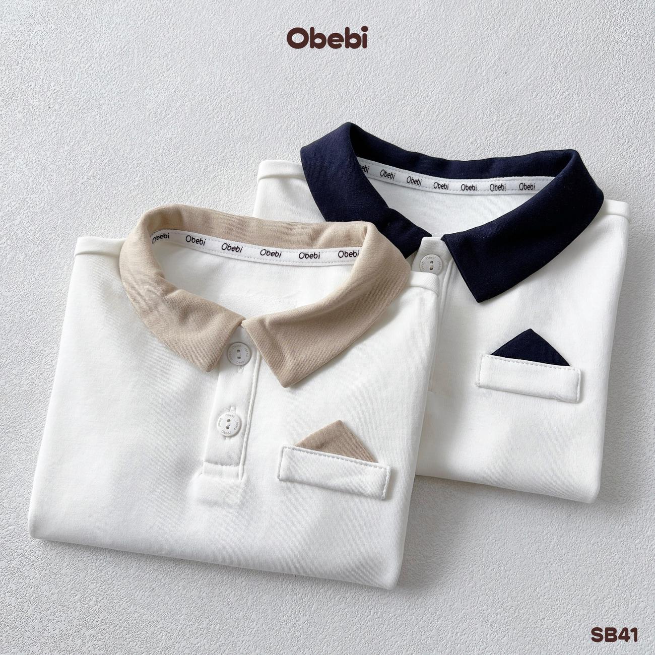 OBEBI - Set bộ polo cộc bé trai thêu chữ OBEBI (73-120)