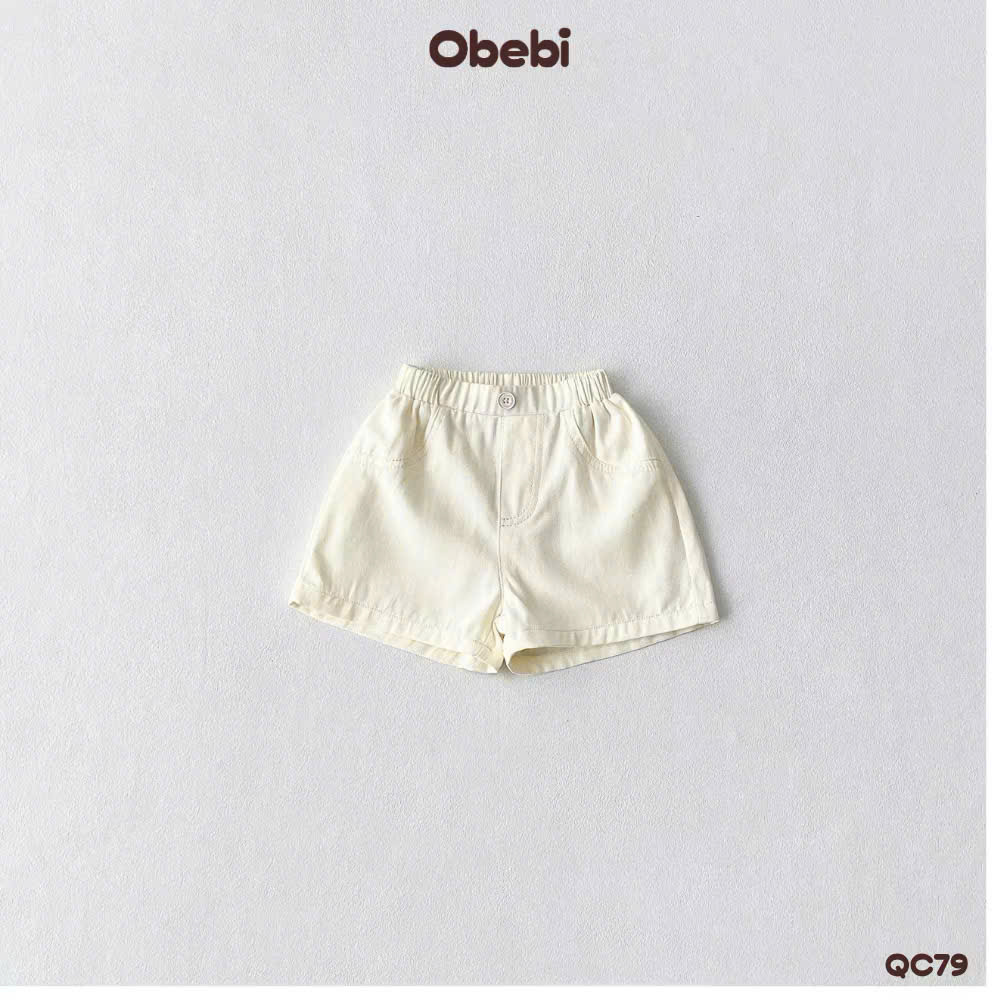 OBEBI - Quần đùi kaki trẻ em thêu OBEBI (73-120)