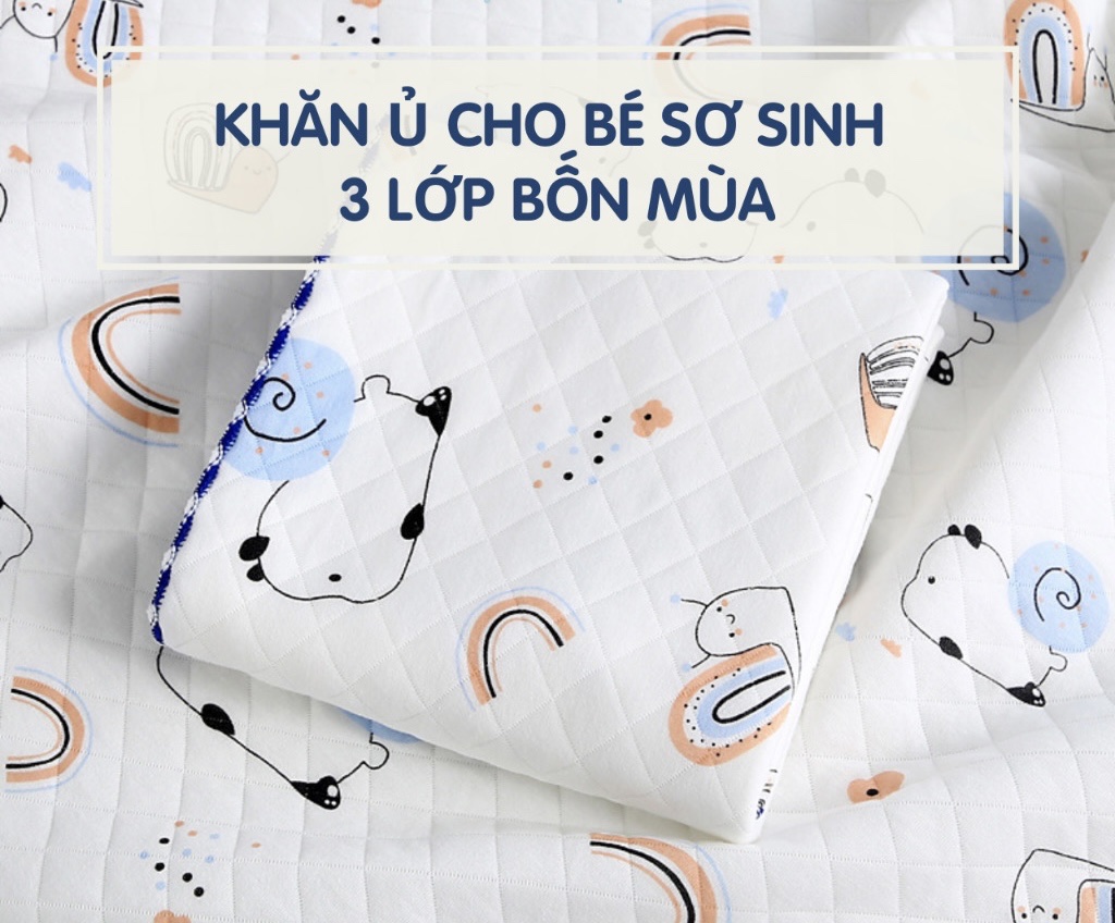 BS - Khăn ủ chần bông 3 lớp in hình 85x85cm