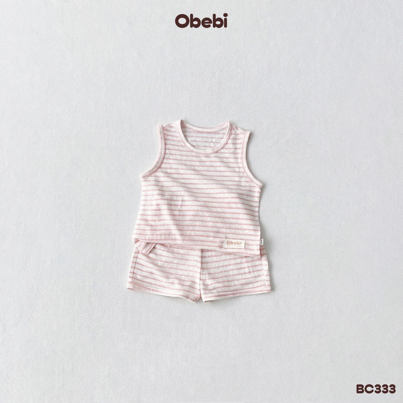 OBEBI - Bộ ba lỗ họa tiết kẻ pastel mùa hè OBEBI (73-120)