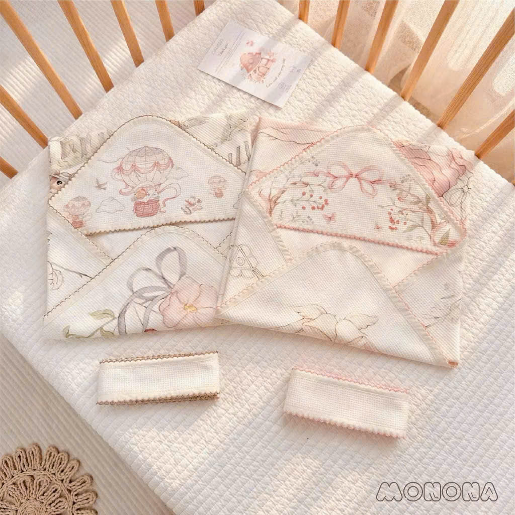 MONONA - Ủ CHOÀNG COTTON WAFLE HOẠ TIẾT CỔ TÍCH