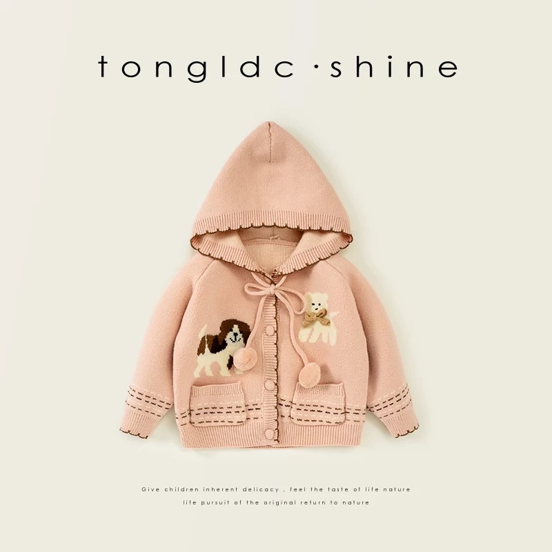 LB - Áo khoác len in hoạ tiết cún(90-130)