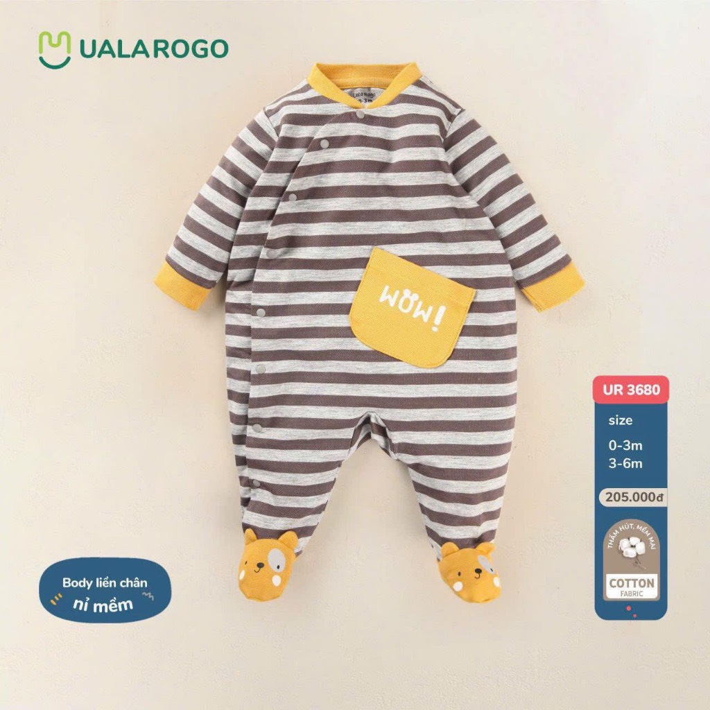 UALA ROGO Body liền chân nỉ(0-6M)