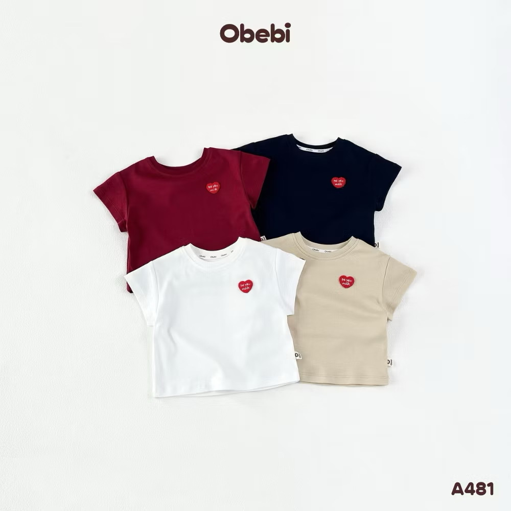 OBEBI - Áo thun thêu hình trái tim(66-110)
