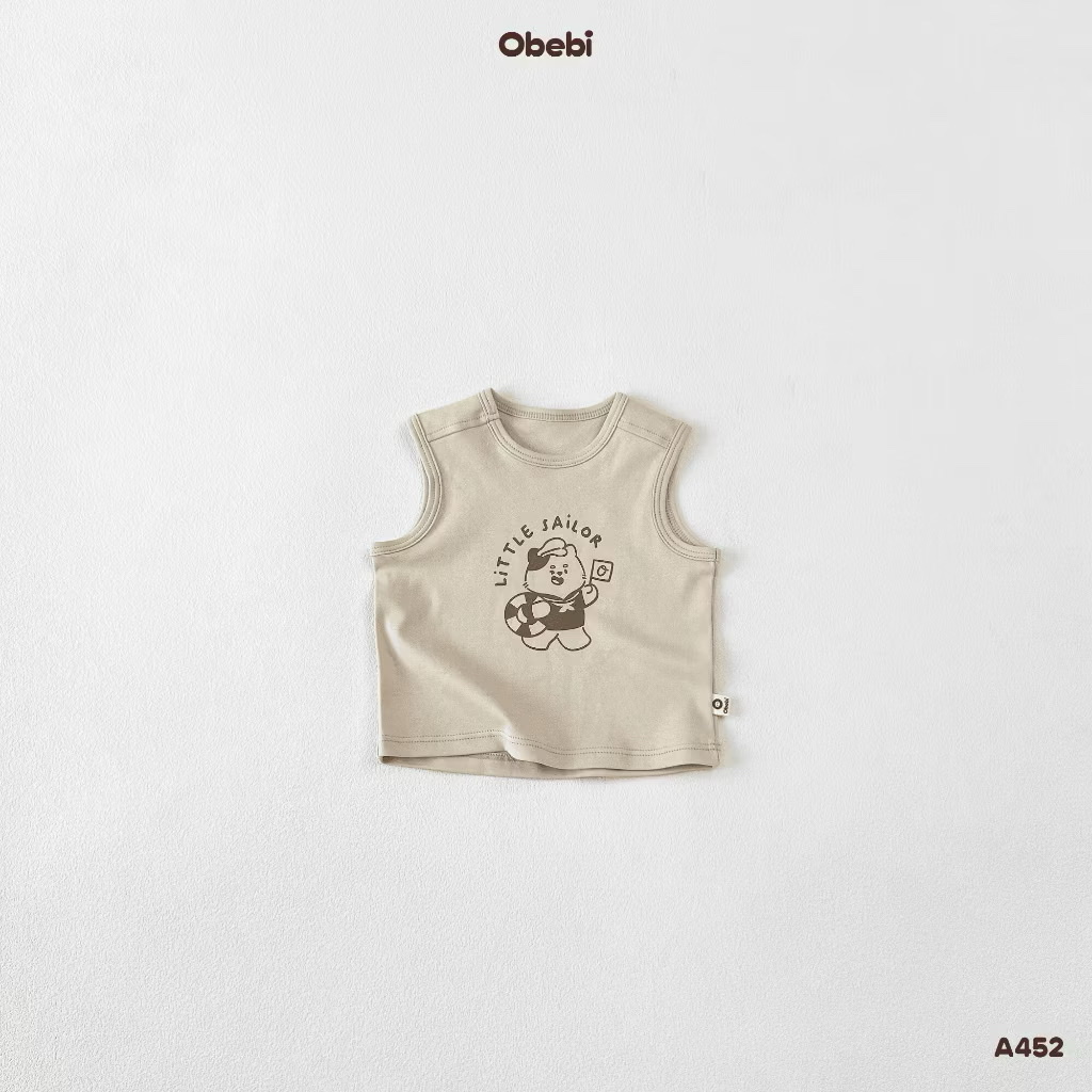 OBEBI - Áo ba lỗ cotton in hình Little Sailor(66-110)
