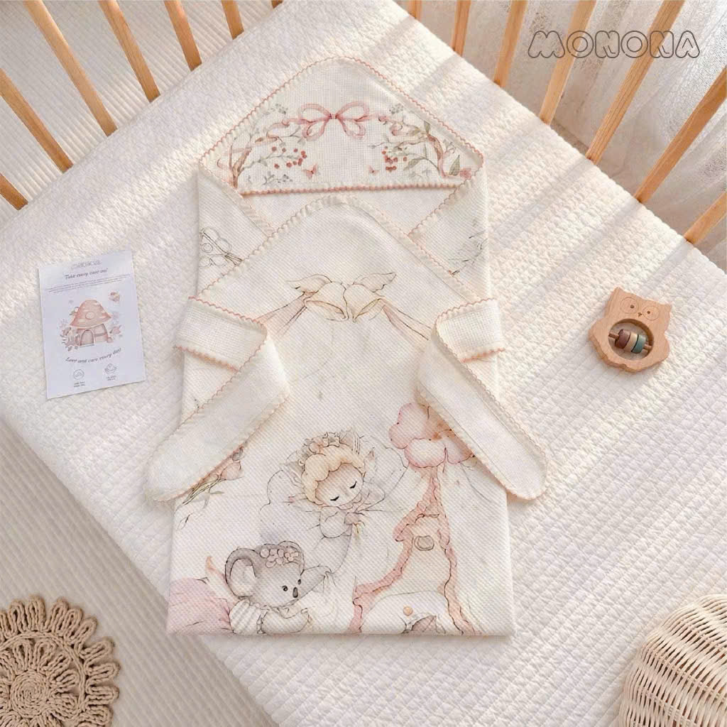 MONONA - Ủ CHOÀNG COTTON WAFLE HOẠ TIẾT CỔ TÍCH