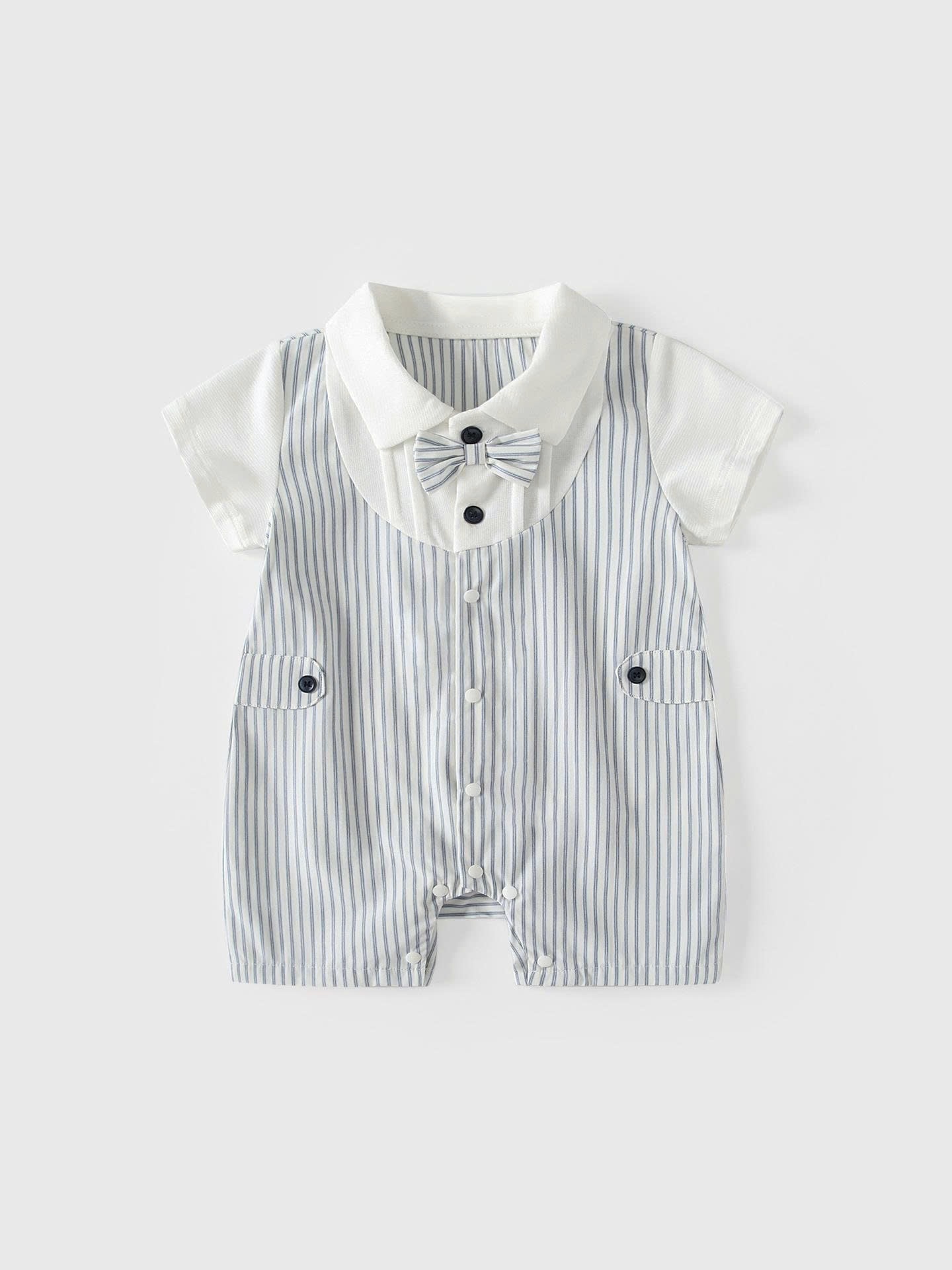 JS - Body công tử xám xanh sọc gile liền cổ nơ (66-80)