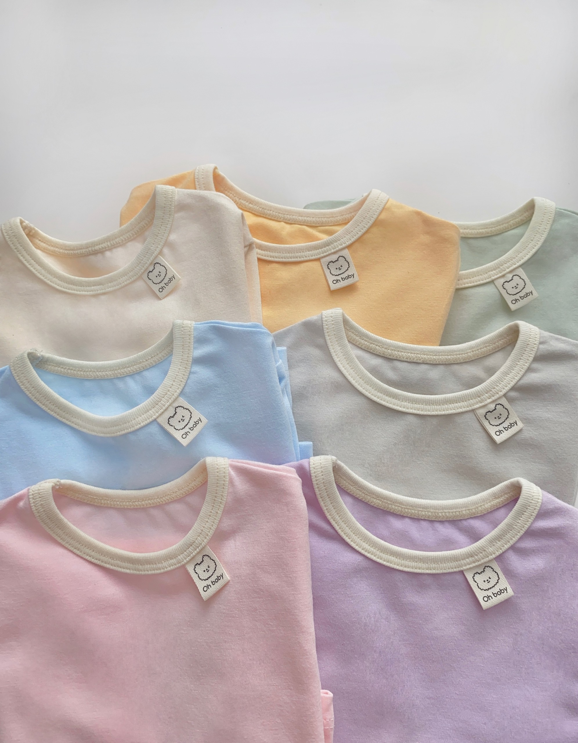 OBB Bộ Cotton trơn cổ viền kem(S80-100)