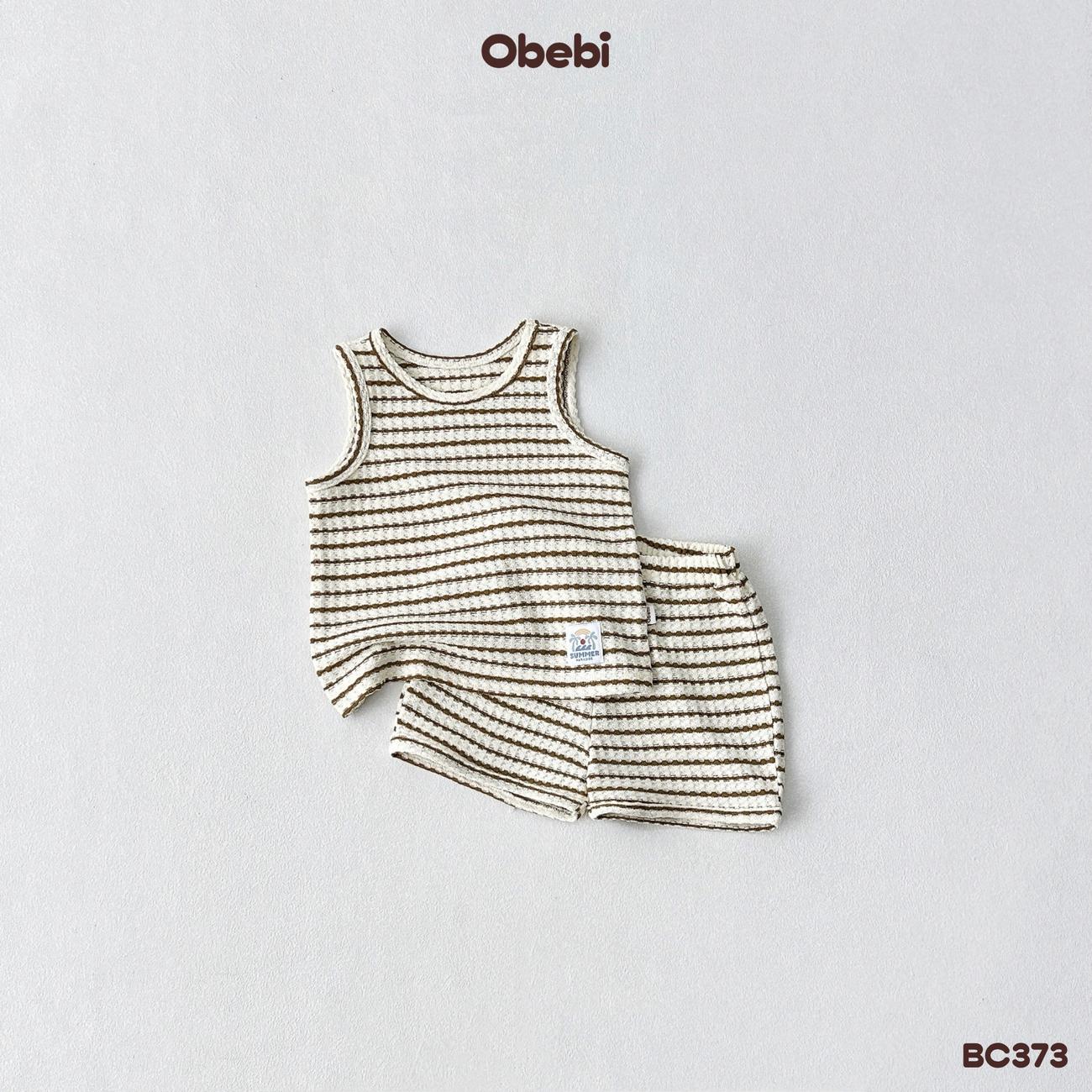 OBEBI - Bộ ba lỗ trẻ em mùa hè họa tiết kẻ ngang OBEBI (73-120)