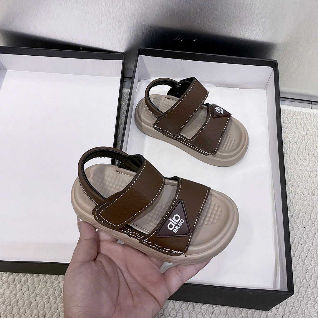 KB - Sandal nhựa quai da nâu (22-31)