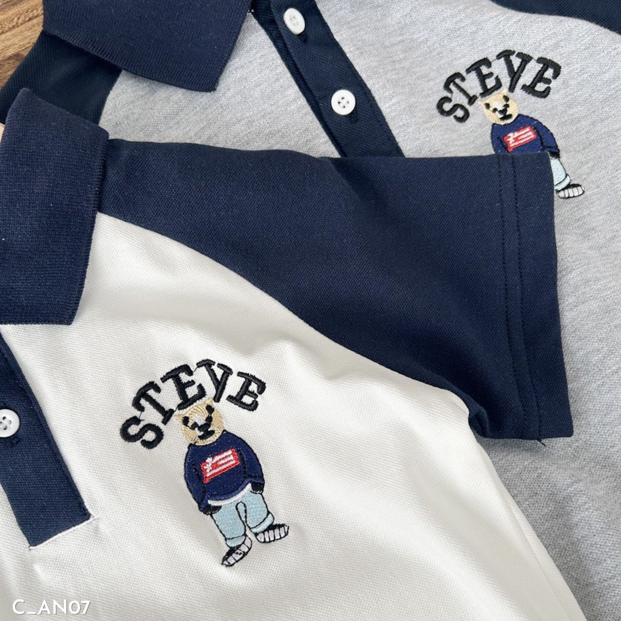 TH-Áo POLO2 khuy Gấu Steve(100-140)