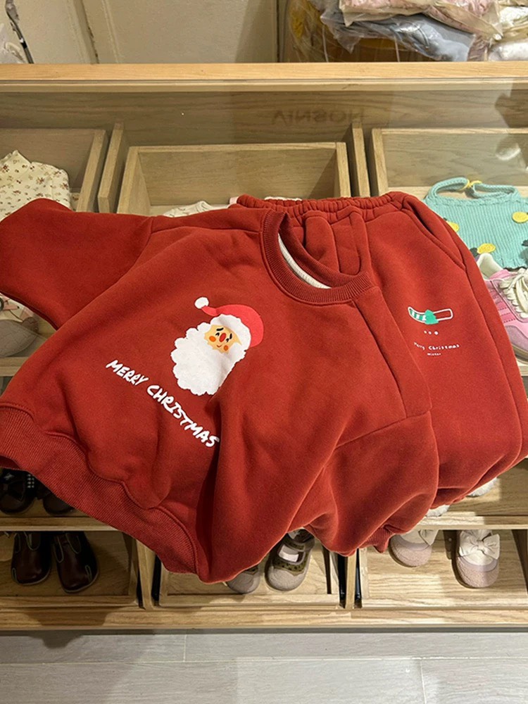 MT Bộ nỉ đỏ ông già noel lót lông(5-13)