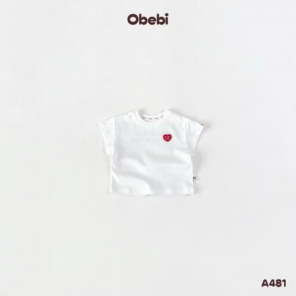 OBEBI - Áo thun thêu hình trái tim(66-110)