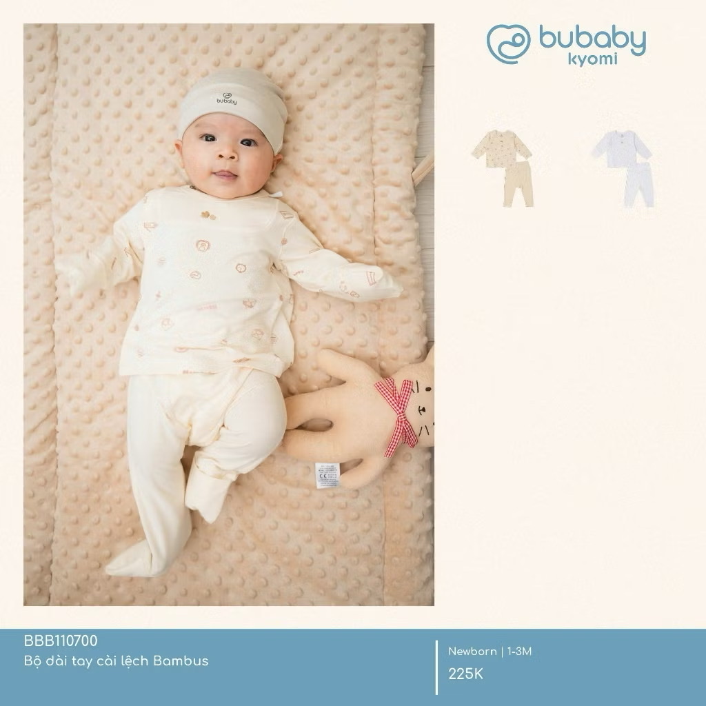 BUBABY - Bộ dài tay cài lệch BAMBUS ( NB-3M)