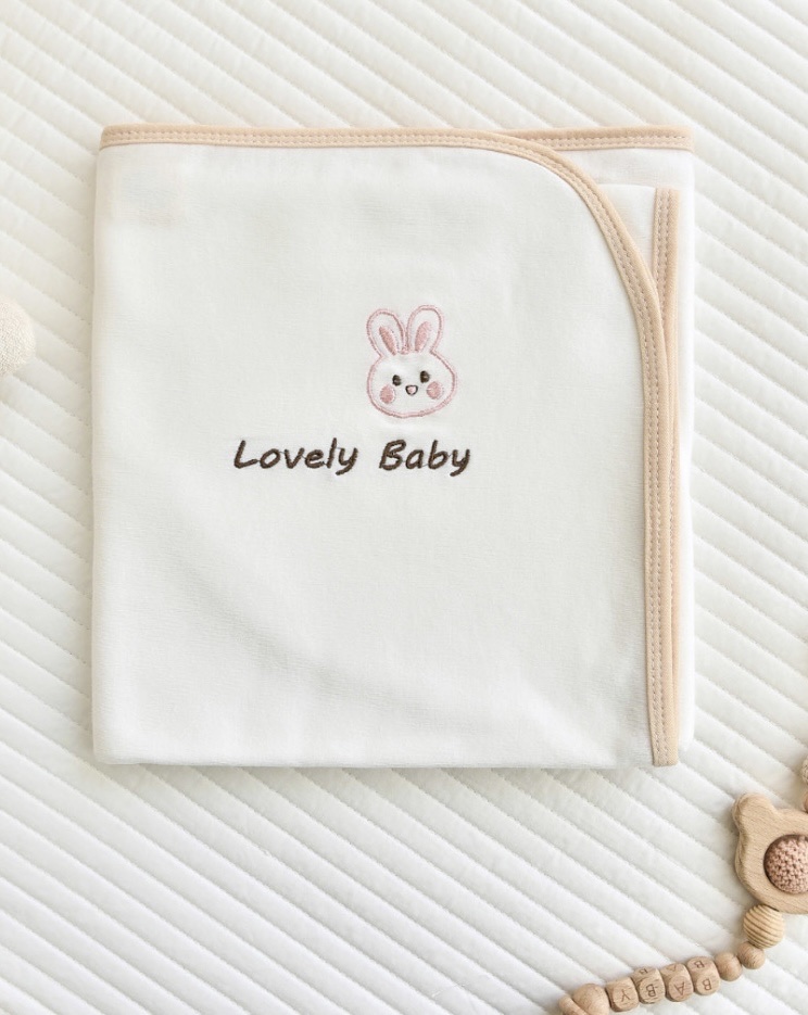 BS - Khăn ủ 1 lớp cotton viền in hình 100x100cm
