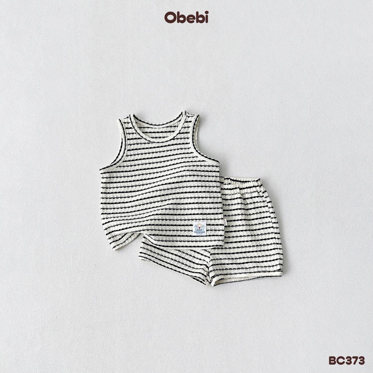 OBEBI - Bộ ba lỗ trẻ em mùa hè họa tiết kẻ ngang OBEBI (73-120)