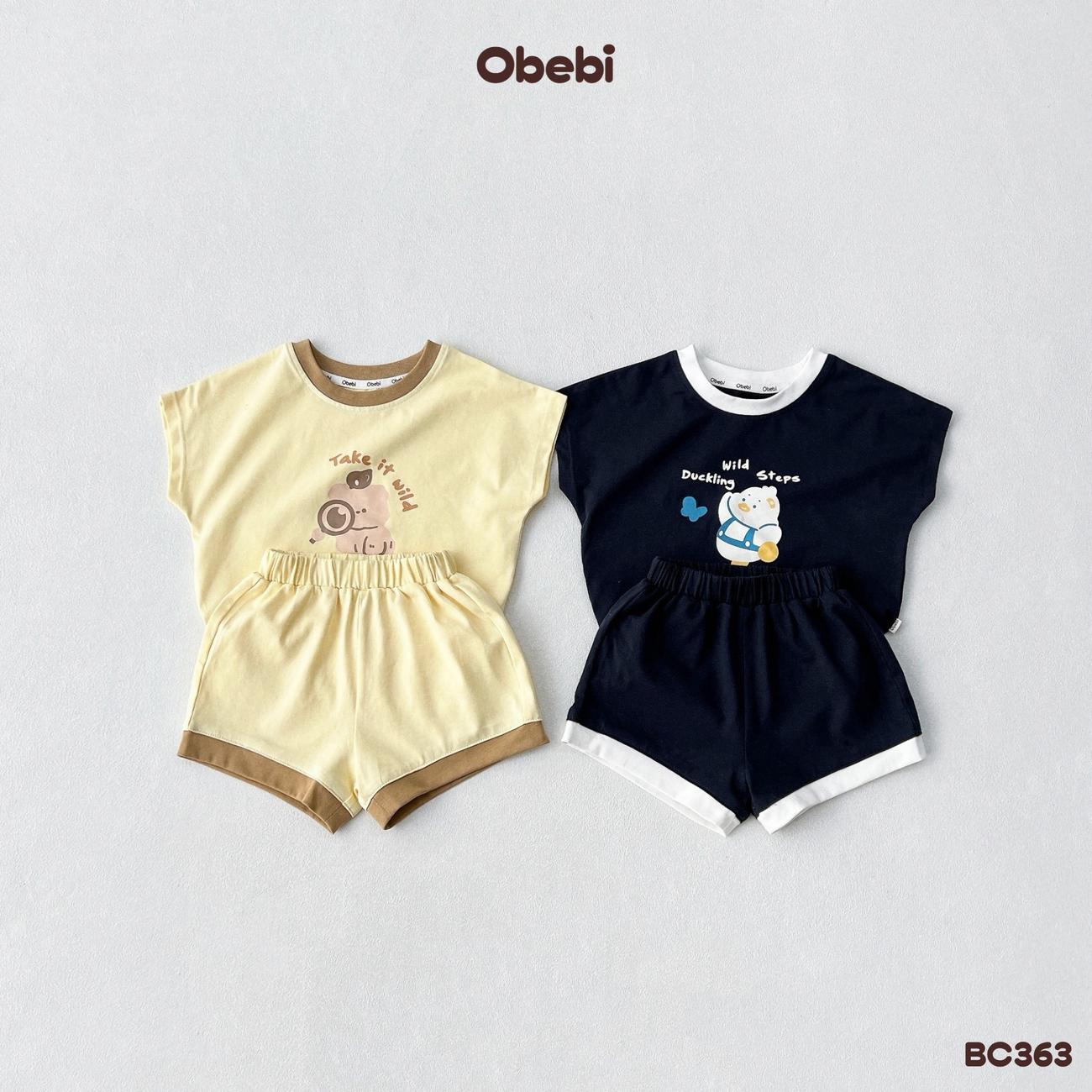 OBEBI - Bộ cộc mùa hè phối viền in hình thú OBEBI (73-120)