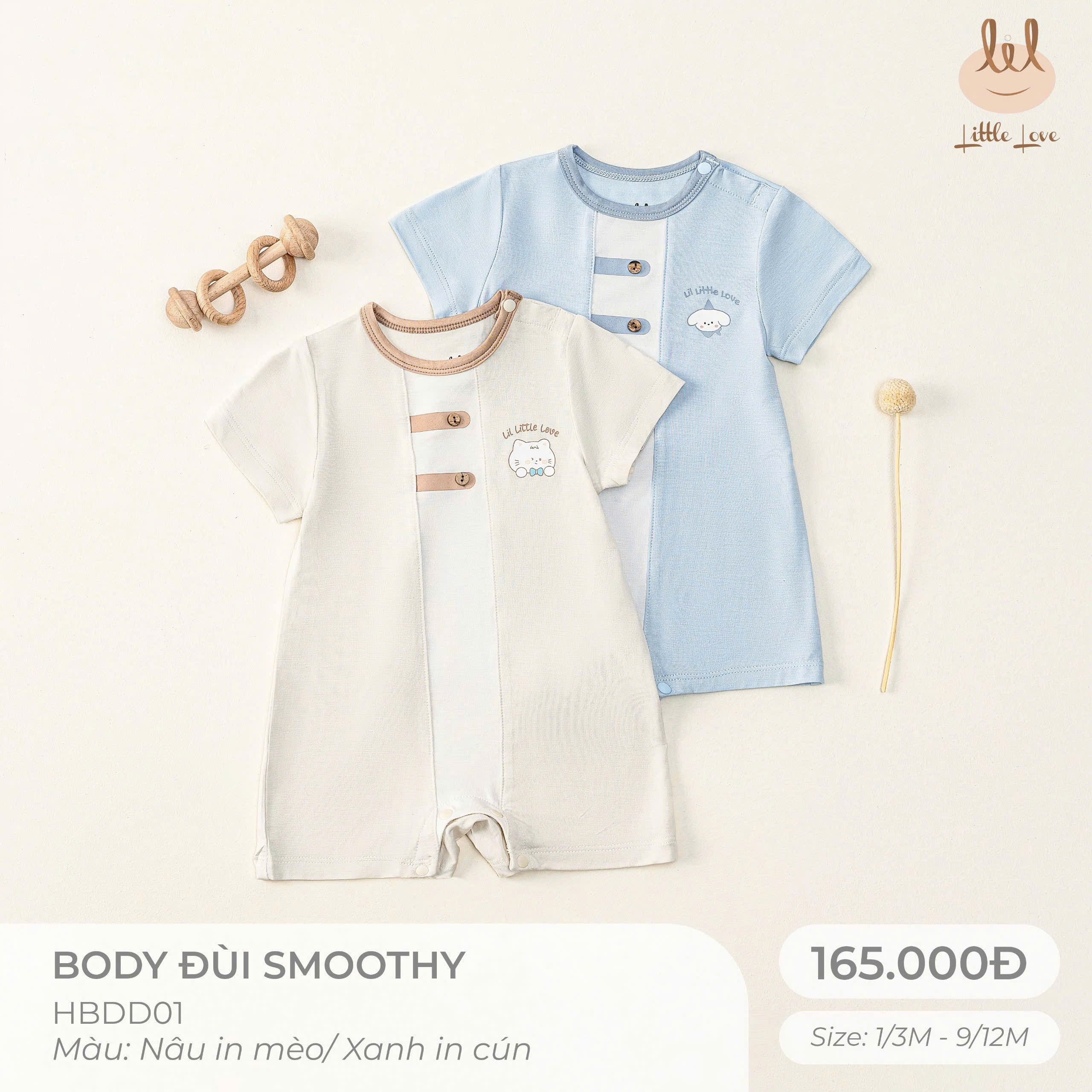 LITTLE LOVE - Bộ Body đùi Smoothy (1-6M)
