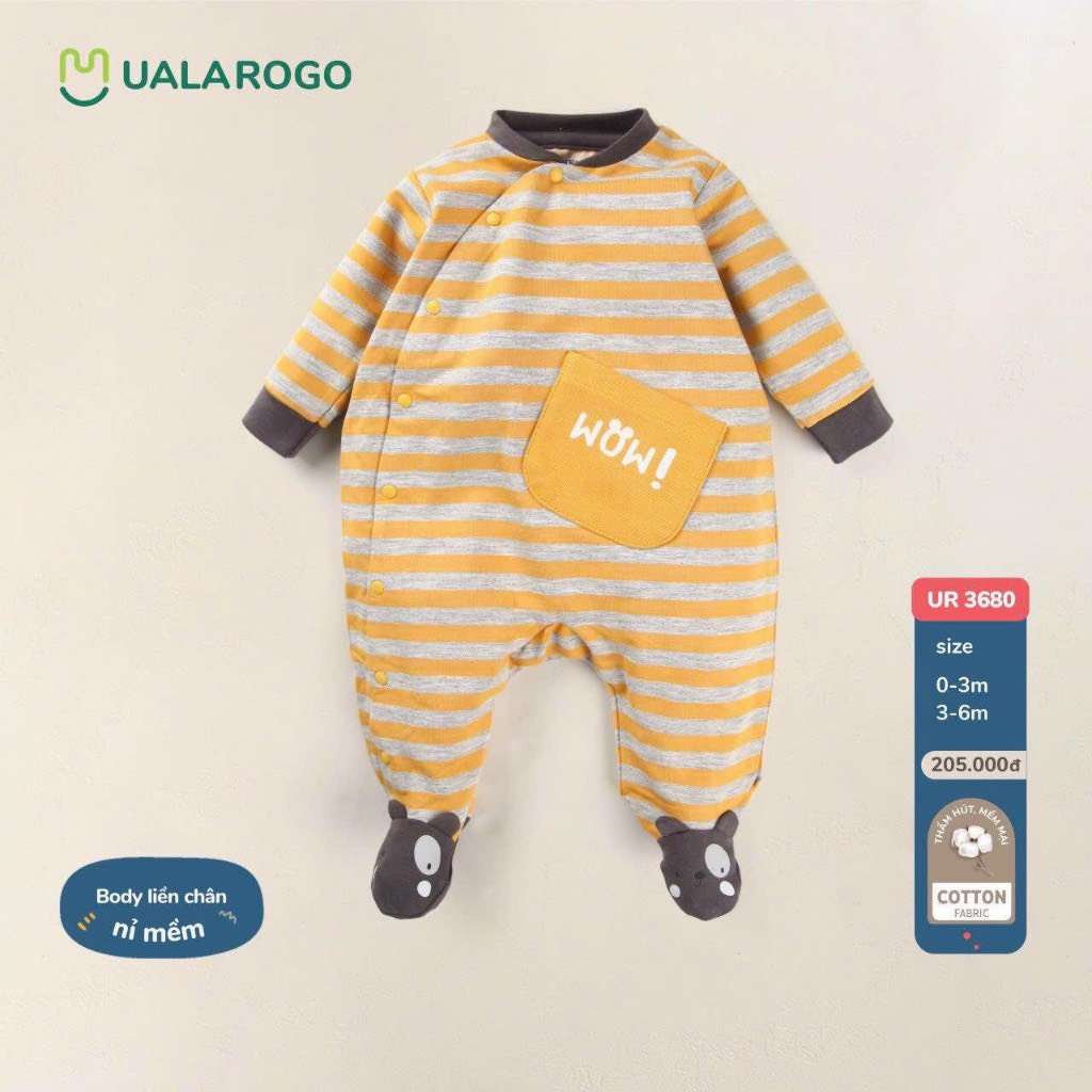 UALA ROGO Body liền chân nỉ(0-6M)