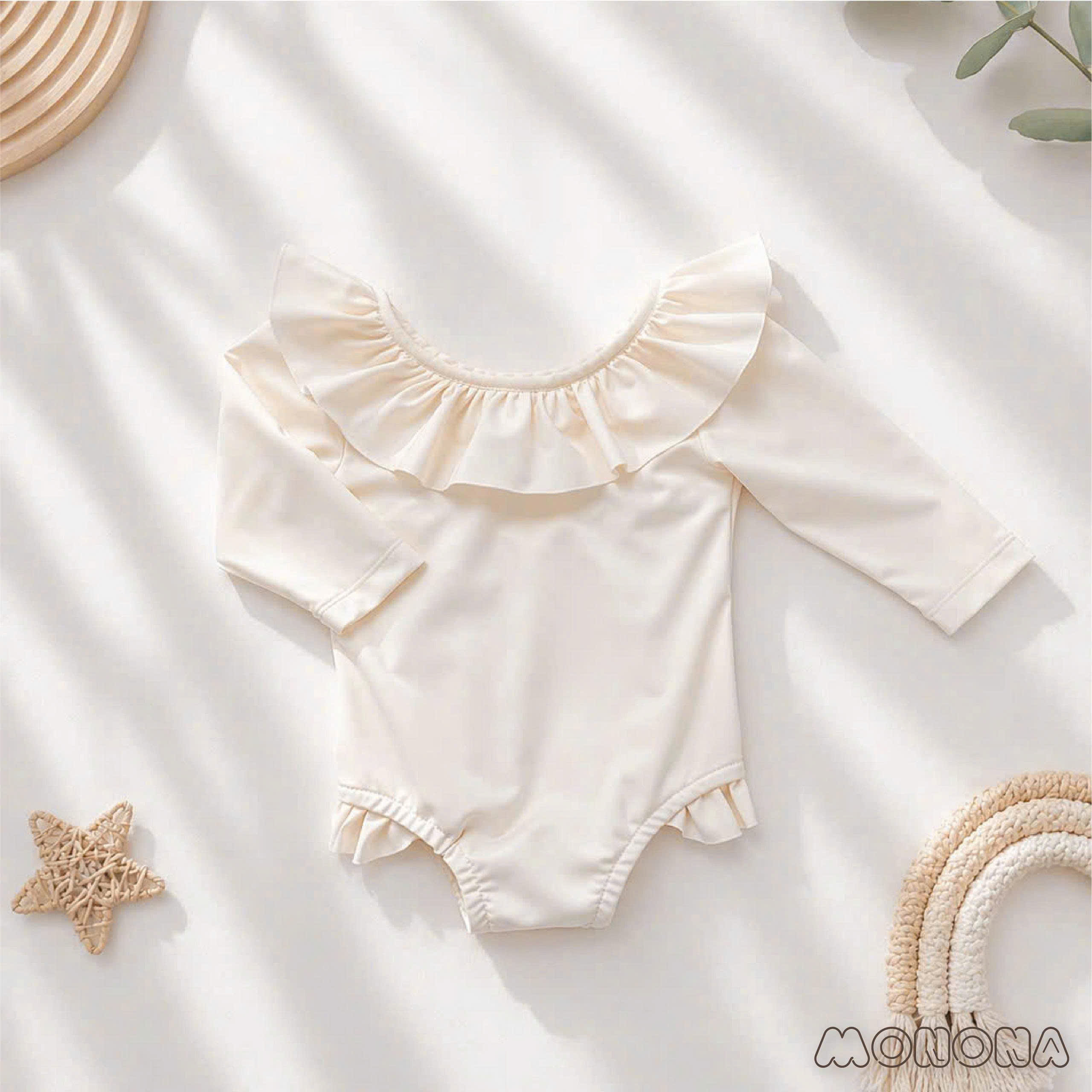 MONONA - BỘ BƠI BÉ GÁI VIỀN BÈO CÓ DÂY LƯNG (80-100)