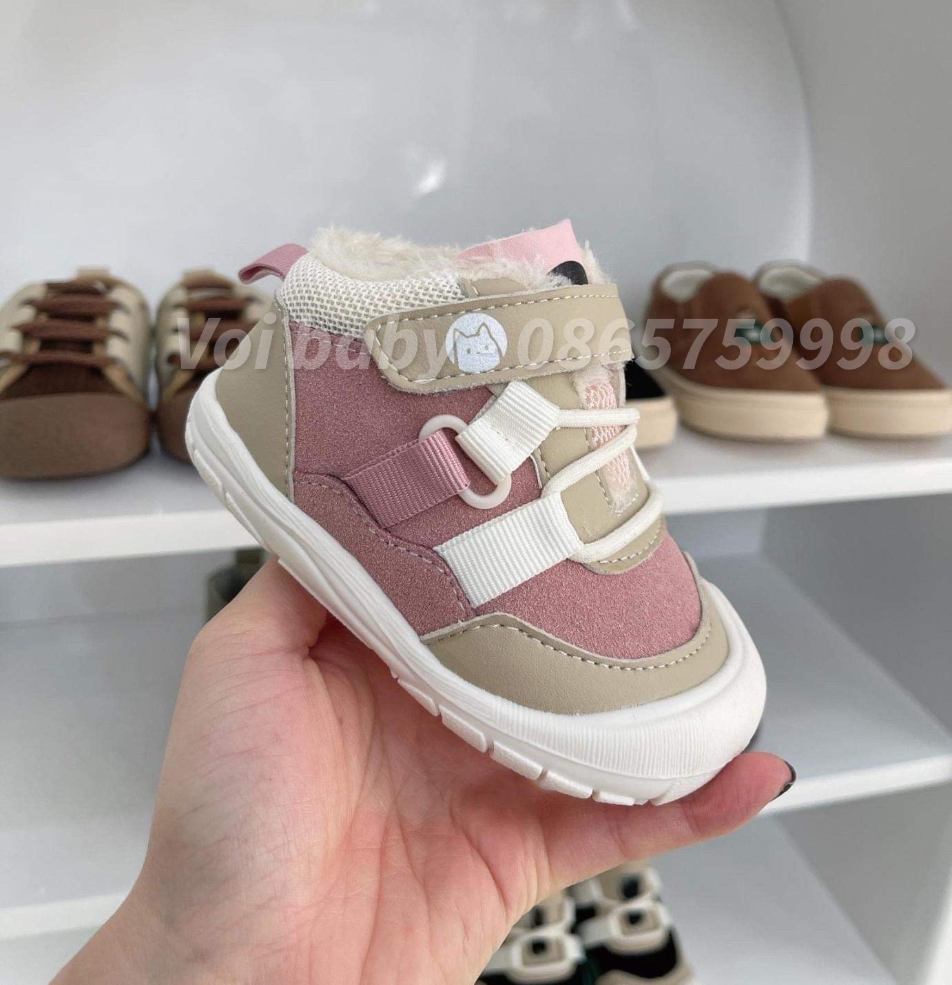 OBB Giày TT hồng lót lông (18-24)