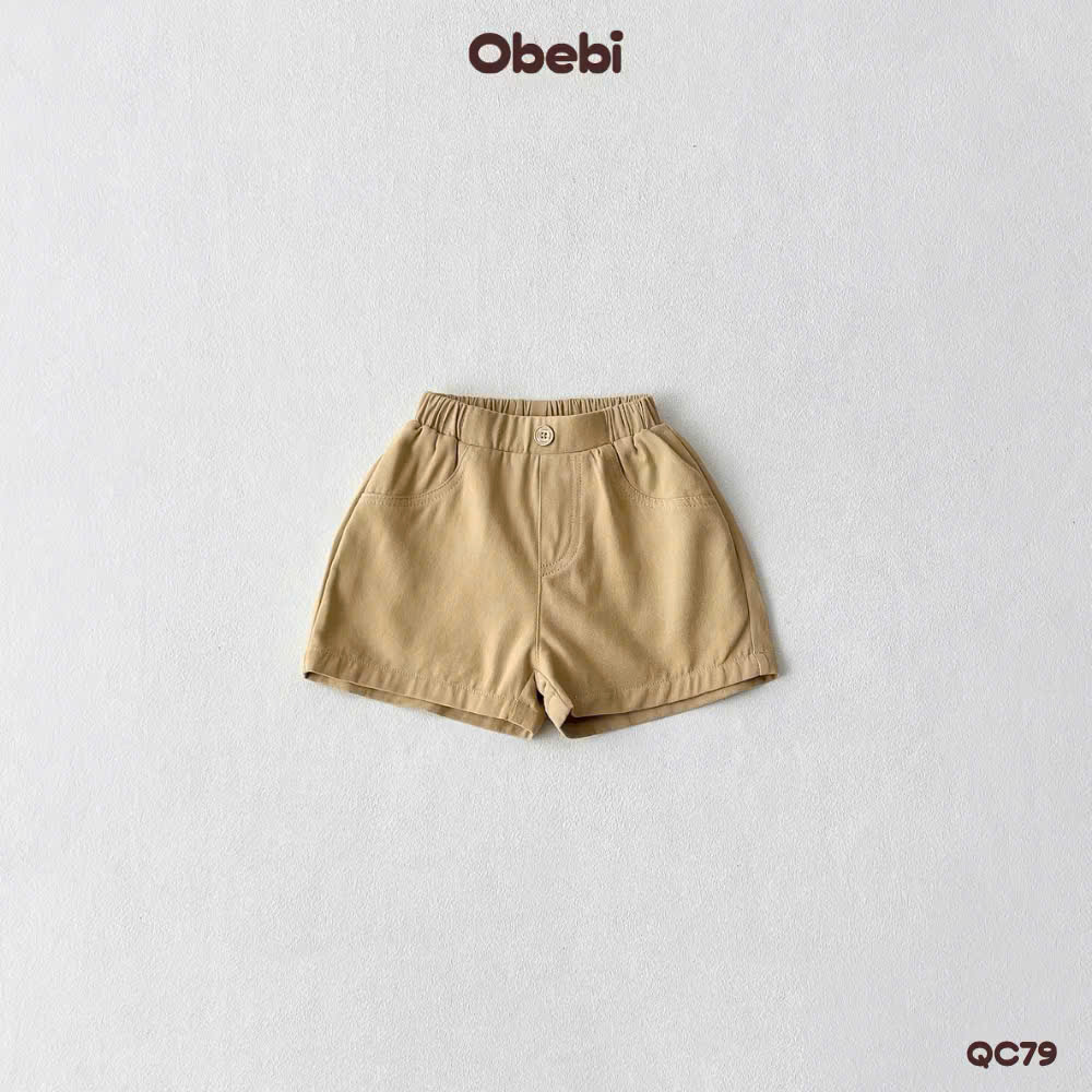 OBEBI - Quần đùi kaki trẻ em thêu OBEBI (73-120)