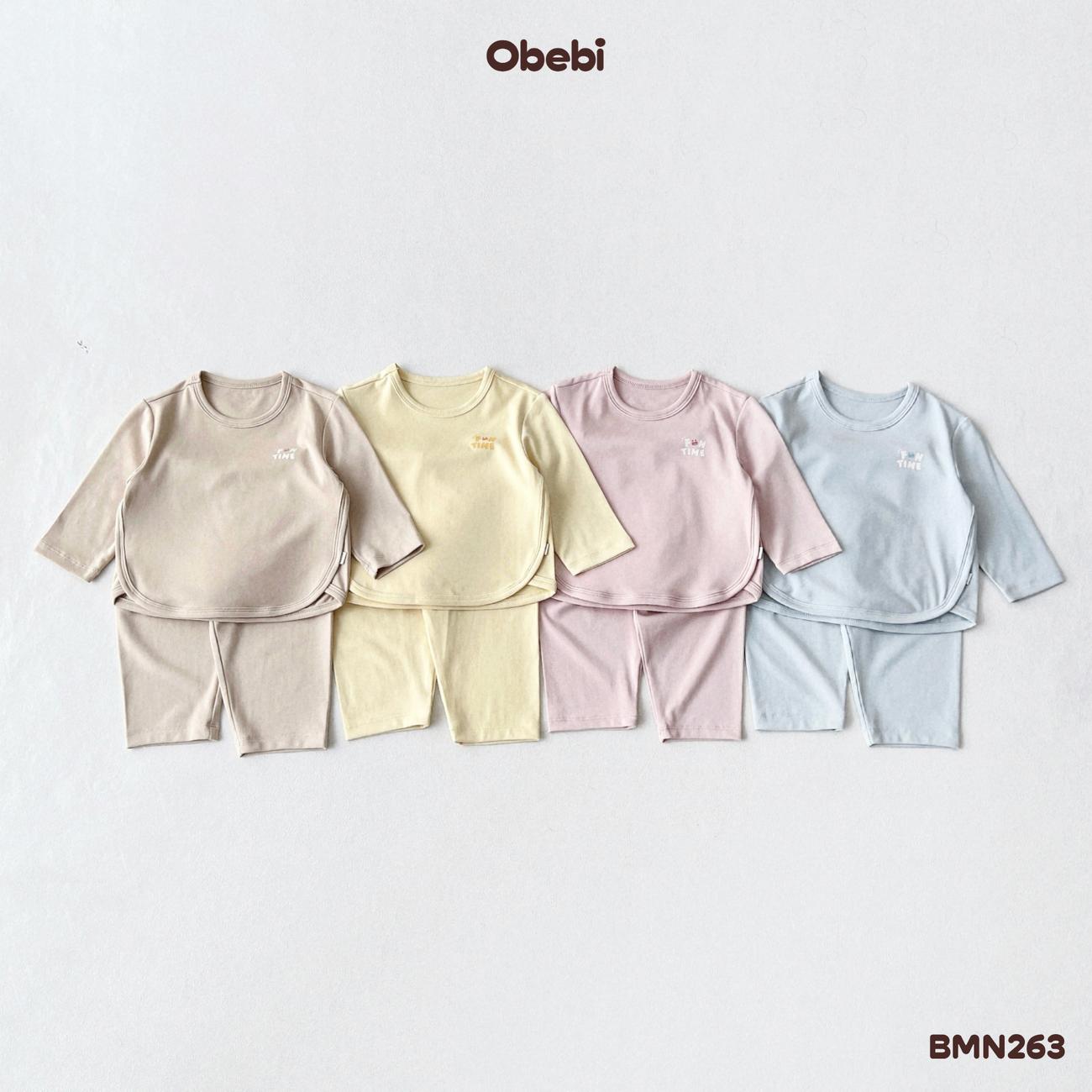 OBEBI - Bộ mặc nhà thu đông viền gấu bo cong OBEBI (73-120)