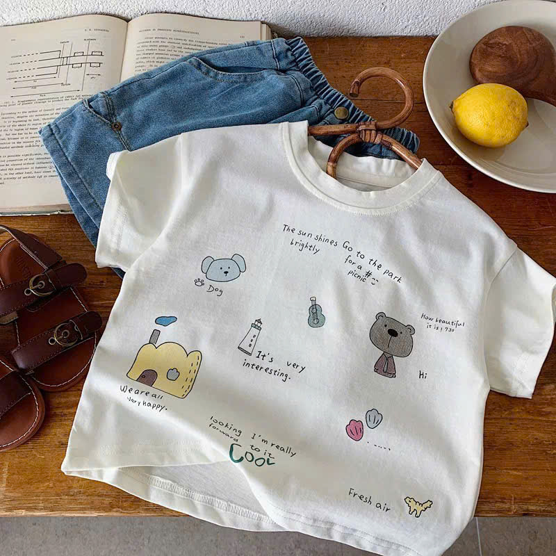 TL - Áo phông hoạt hình ngộ nghĩnh cổ tròn (80-130)