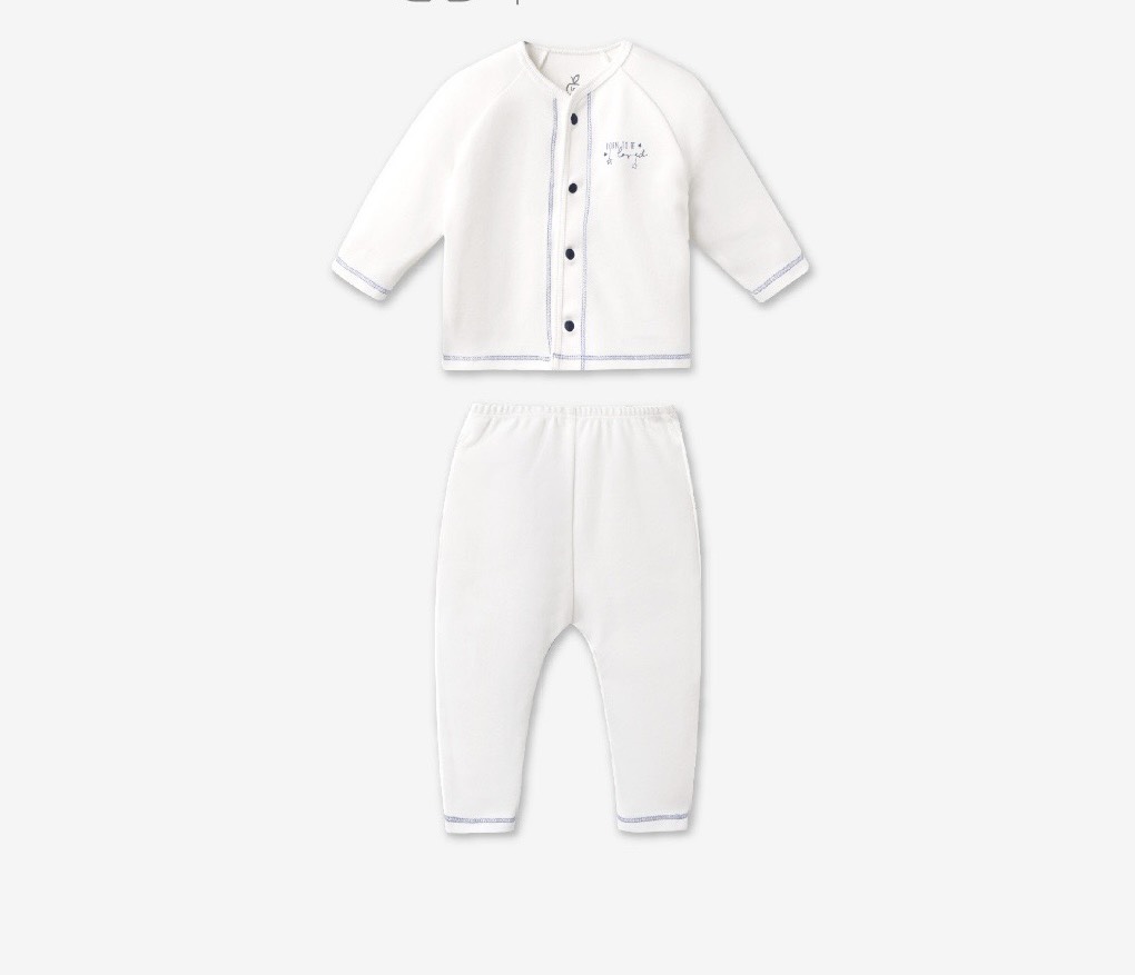 LA POMME Bộ dài tay cúc giữa phối màu(NB-3M)