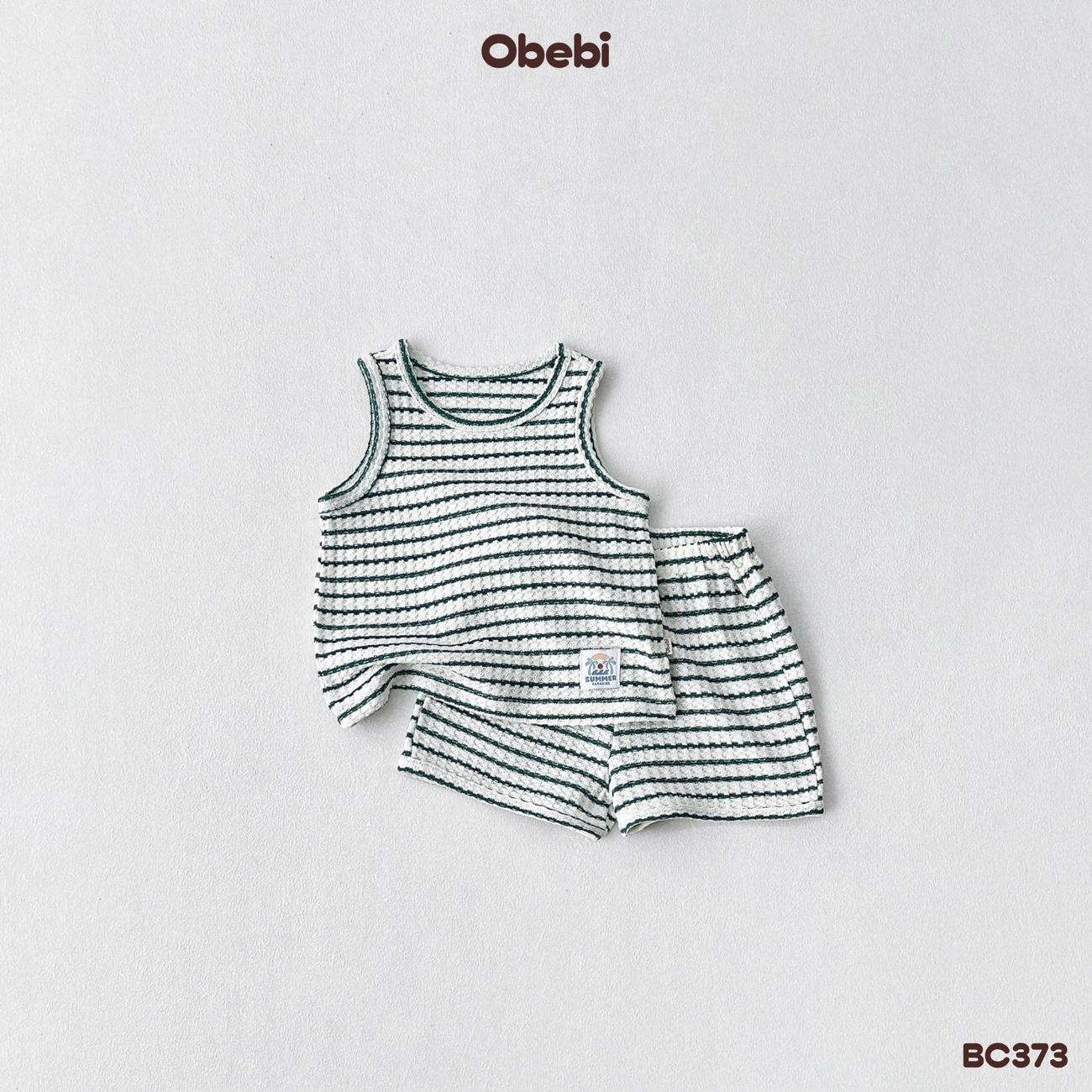 OBEBI - Bộ ba lỗ trẻ em mùa hè họa tiết kẻ ngang OBEBI (73-120)