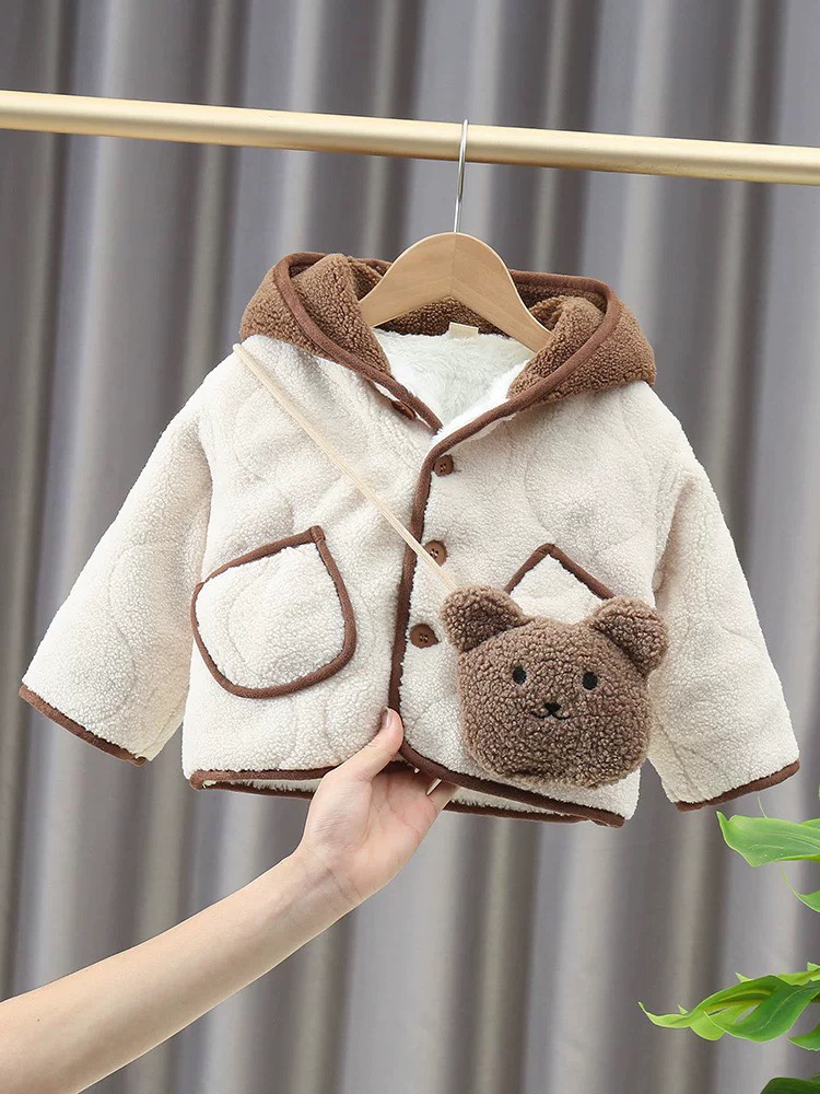 MT Áo khoác lông Gấu kèm túi gấu(5-13)