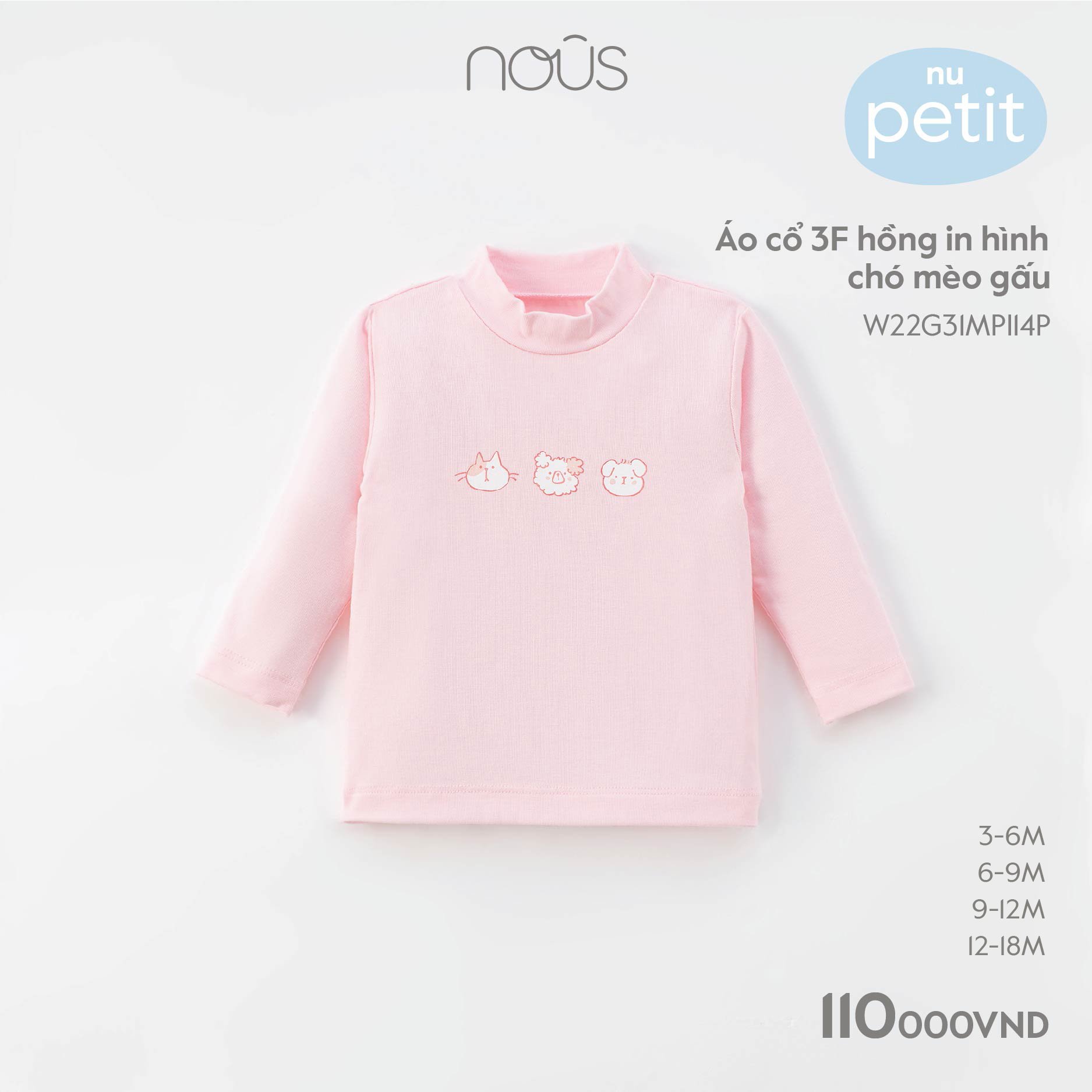 Nous Áo cổ 3cm in hình(S3M-12M)
