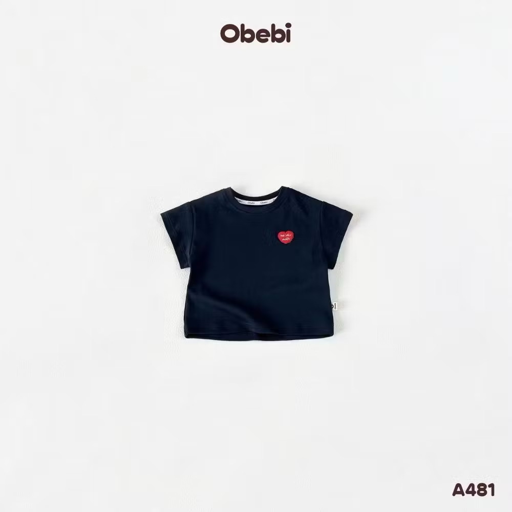 OBEBI - Áo thun thêu hình trái tim(66-110)