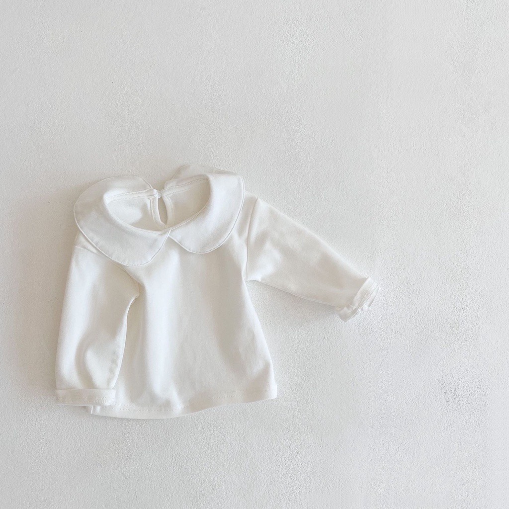 JS Áo cotton trắng dài tay cổ sen(66-80)