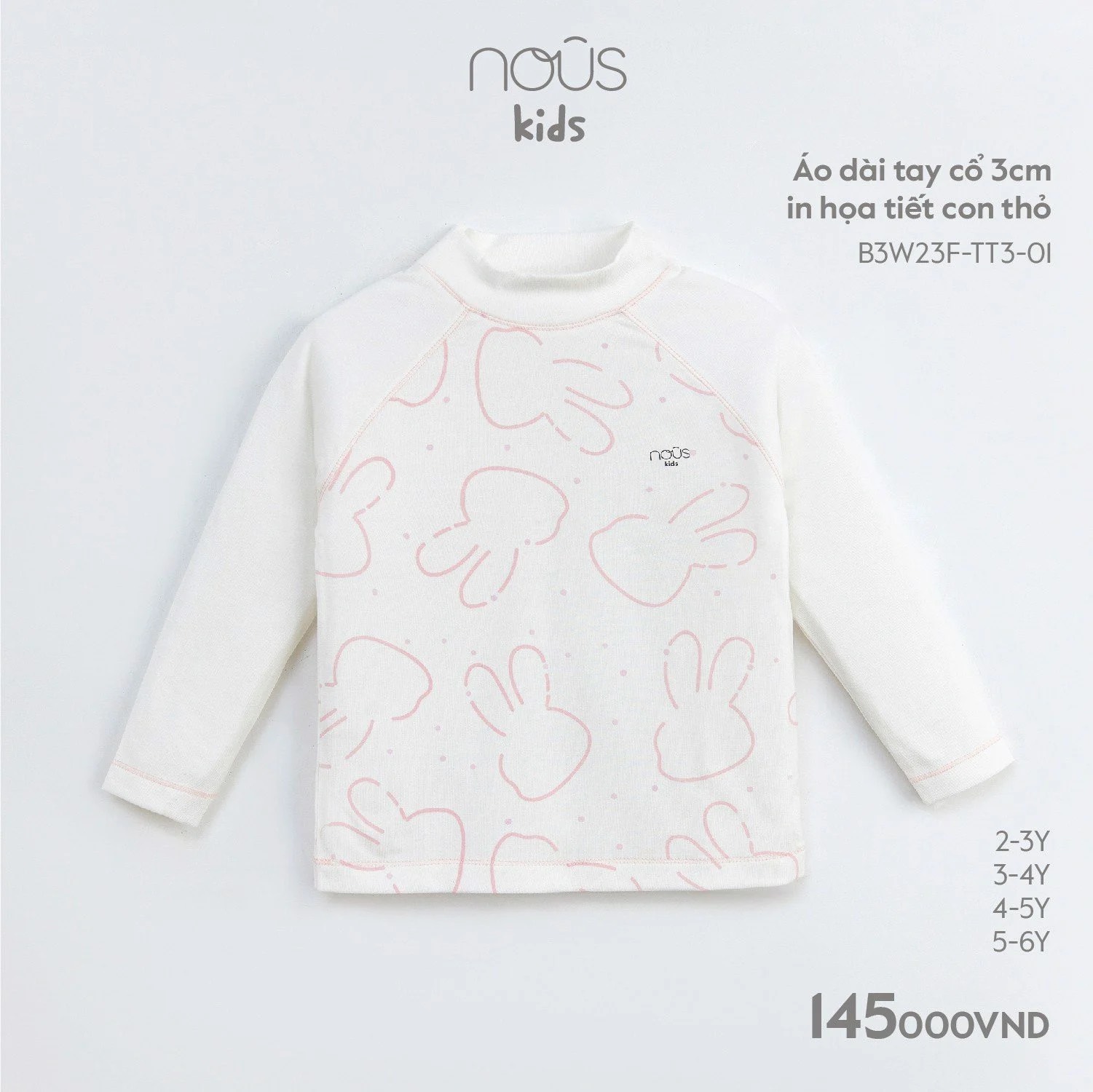Nous Áo DT cổ 3cm in hoạ tiết con thỏ(S2-5Y)